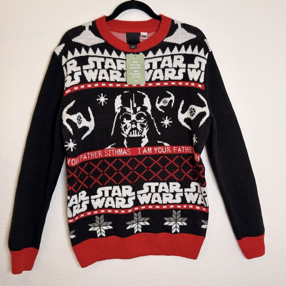 H&M Star Wars Darth Vader Ugly Christmas Sweater Men’s Small Sithmas Black Red